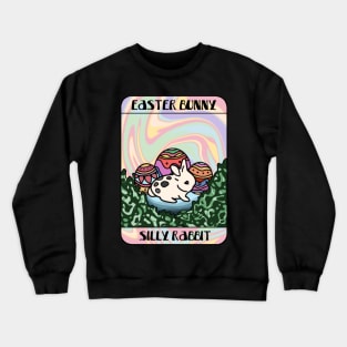 Cute Netherland Dwarf Bunny Celebrating Easter with Colorful Eggs Vintage Bunny Tarot Crewneck Sweatshirt